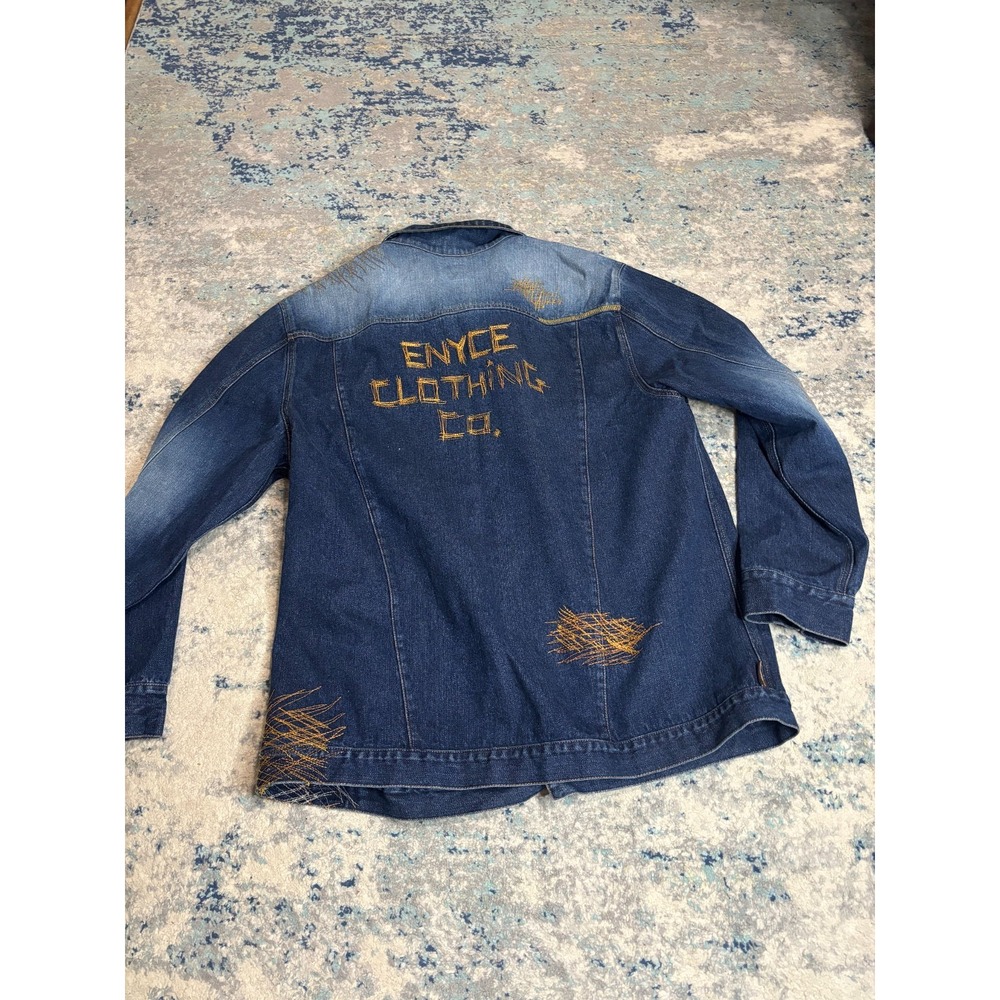 Vintage ENYCE Denim Set 2003 Jacket Large Jeans 32 Y2K Hip Hop Embroidered - Picture 6 of 10